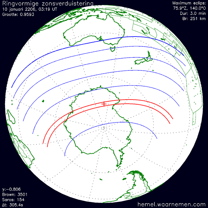 Wereldkaart van de eclips