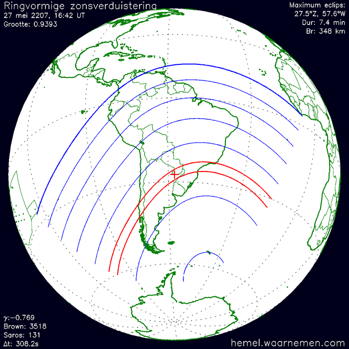 Wereldkaart van de eclips