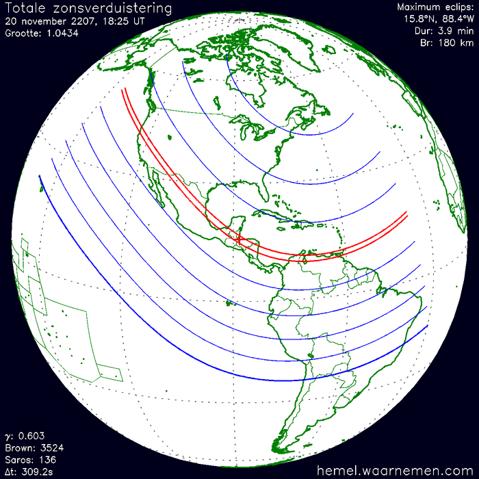 Wereldkaart van de eclips