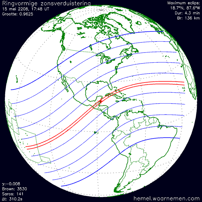 Wereldkaart van de eclips