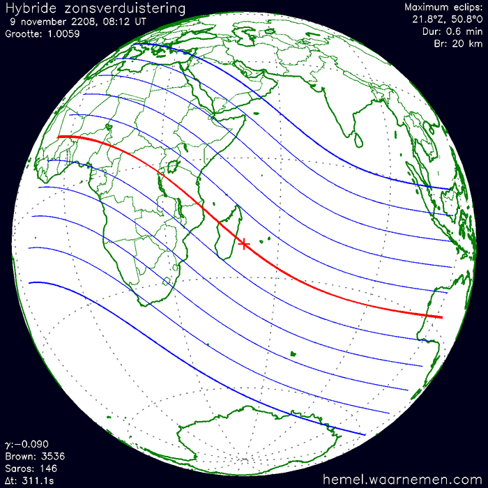 Wereldkaart van de eclips