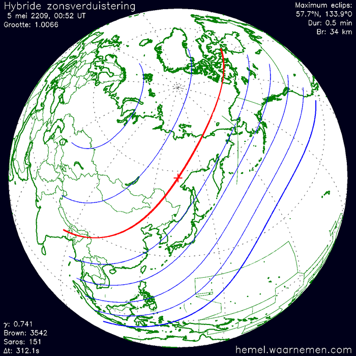 Wereldkaart van de eclips