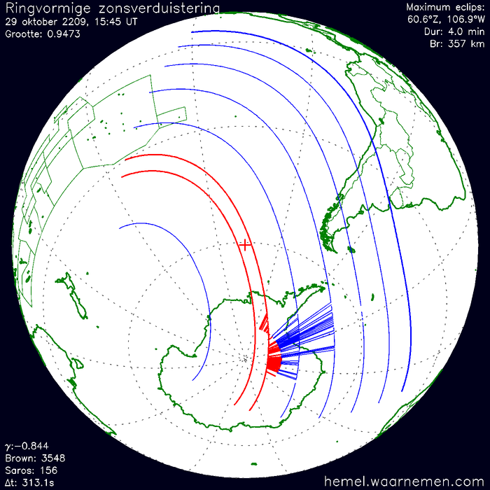 Wereldkaart van de eclips