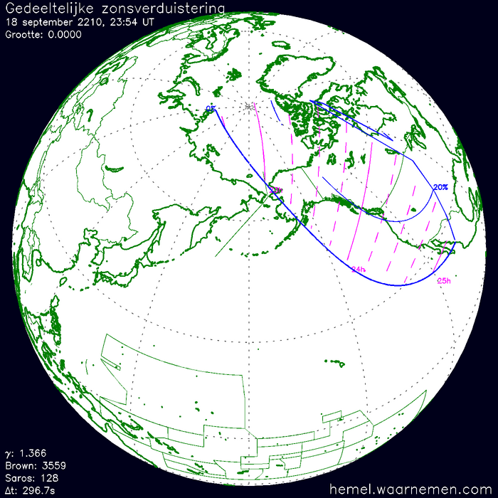 Wereldkaart van de eclips