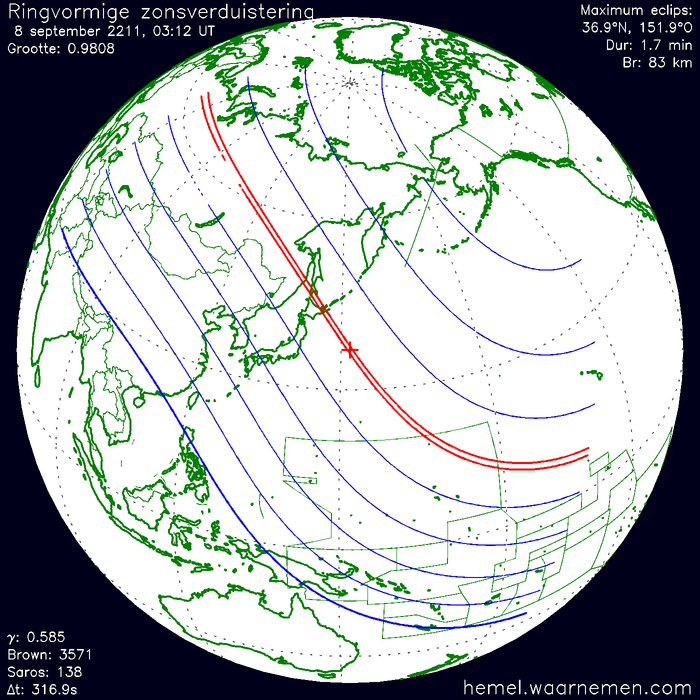 Wereldkaart van de eclips