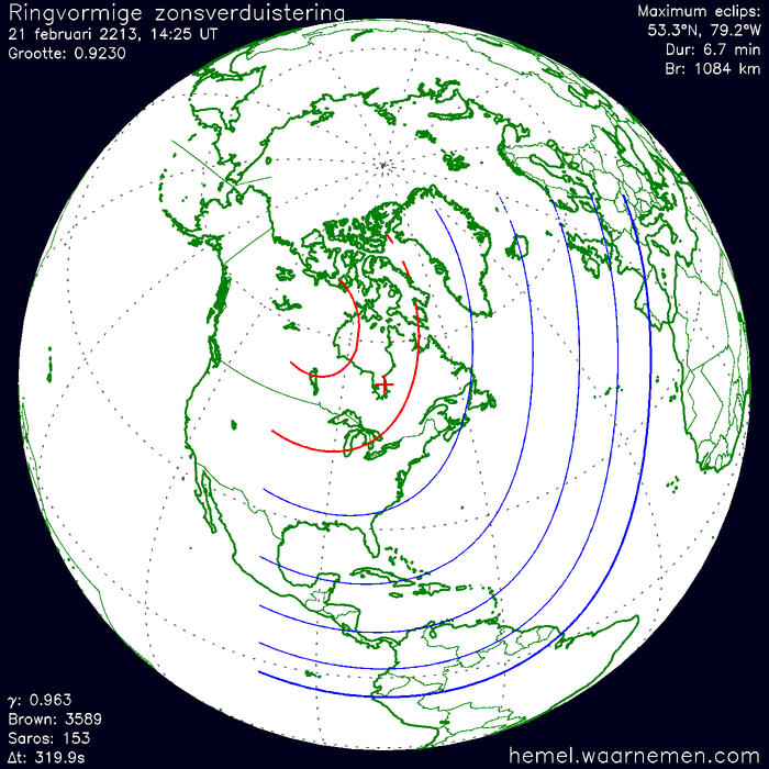 Wereldkaart van de eclips