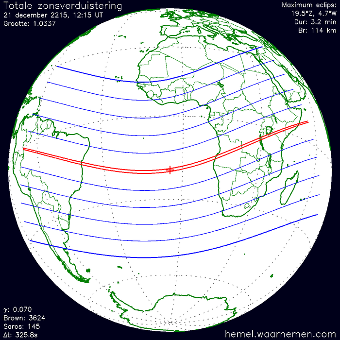 Wereldkaart van de eclips