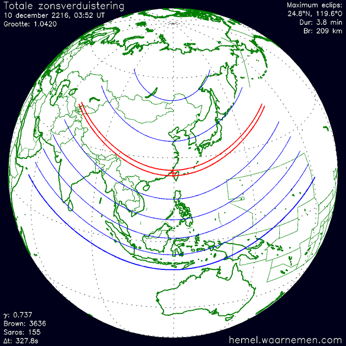 Wereldkaart van de eclips