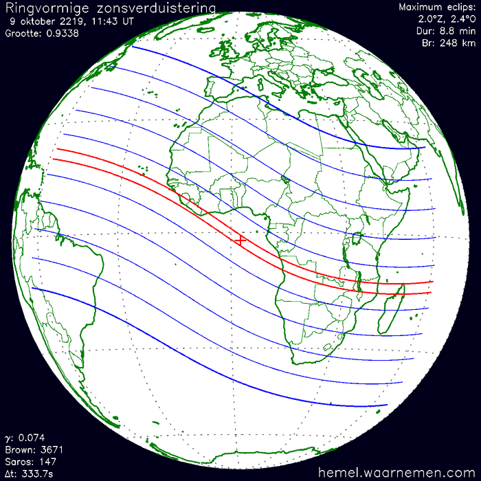 Wereldkaart van de eclips