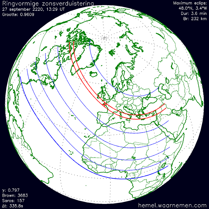 Wereldkaart van de eclips