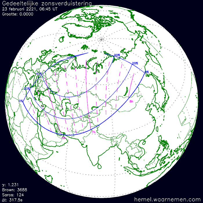 Wereldkaart van de eclips