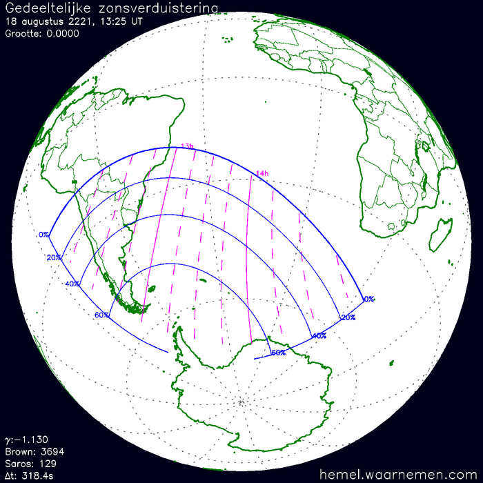Wereldkaart van de eclips
