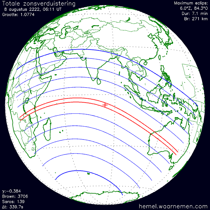 Wereldkaart van de eclips
