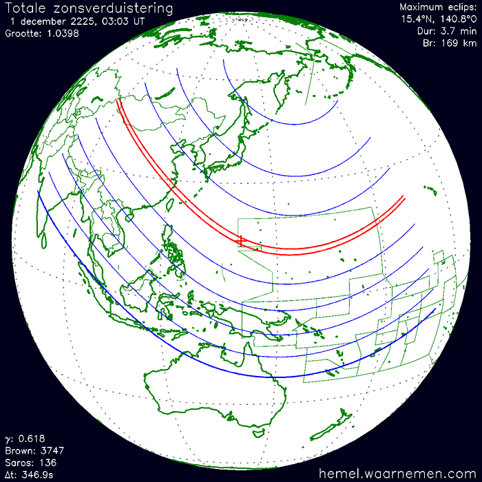 Wereldkaart van de eclips