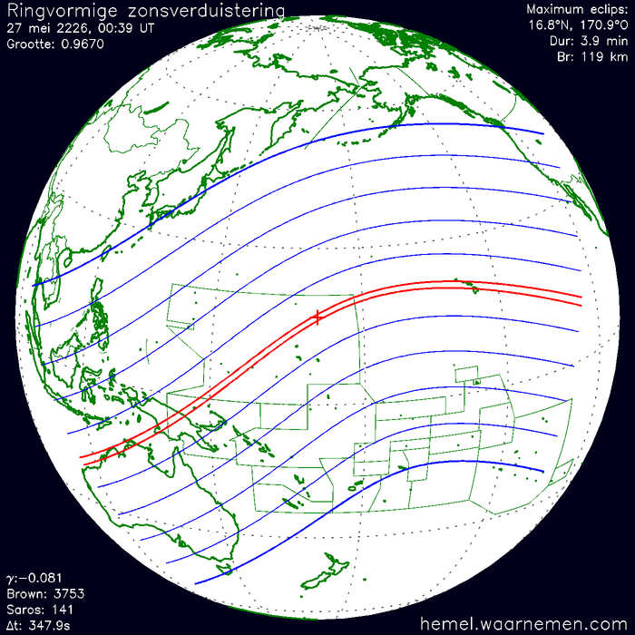 Wereldkaart van de eclips