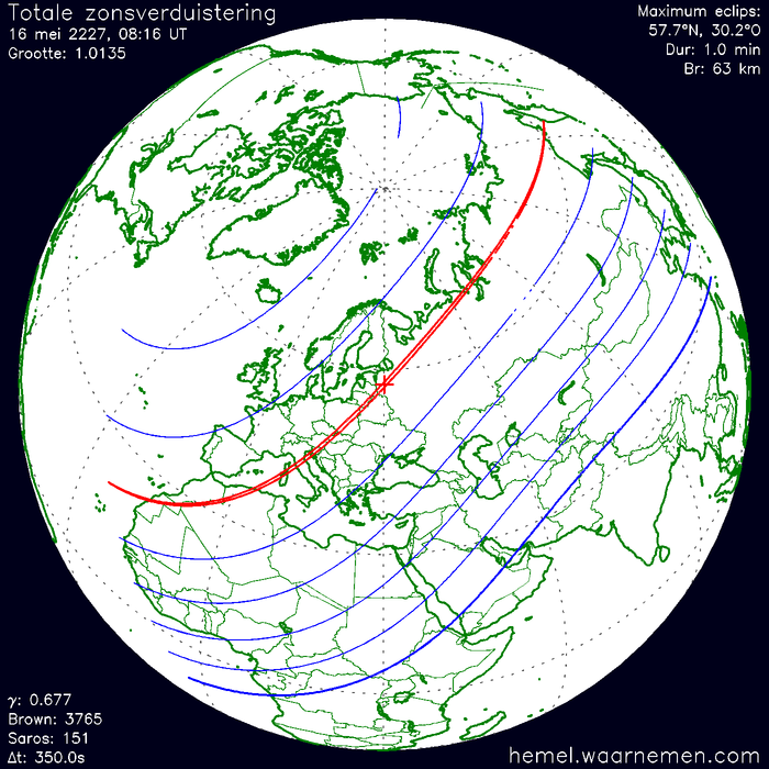 Wereldkaart van de eclips