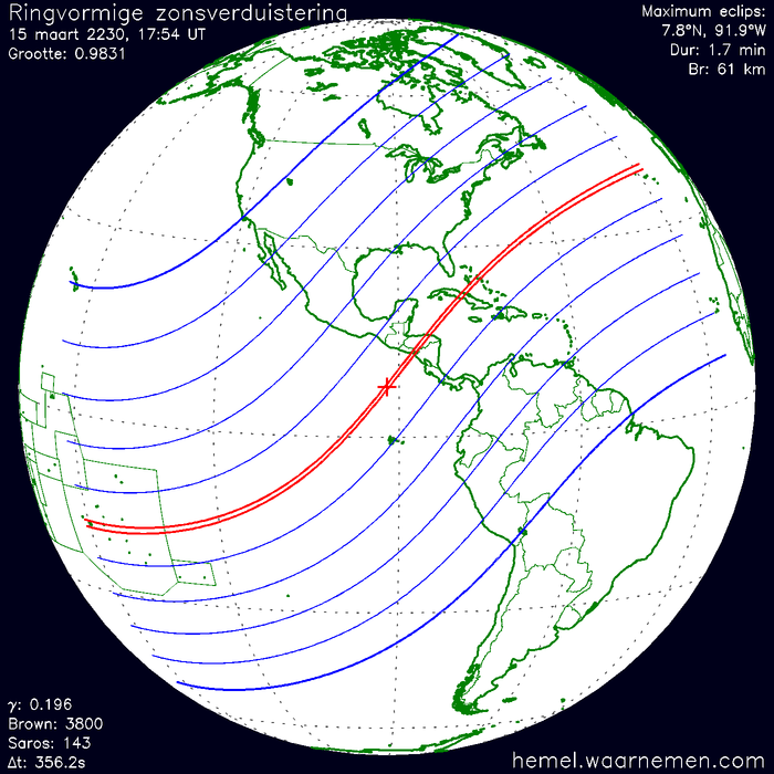 Wereldkaart van de eclips
