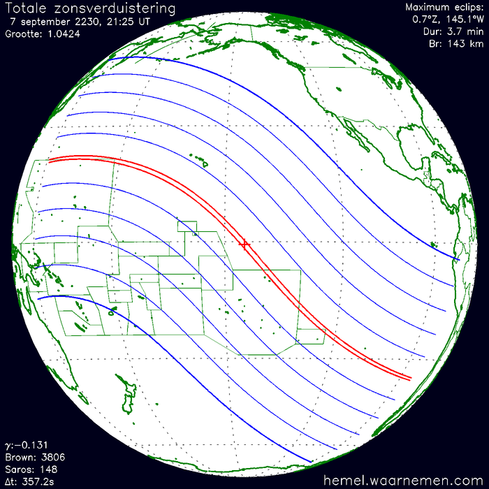 Wereldkaart van de eclips