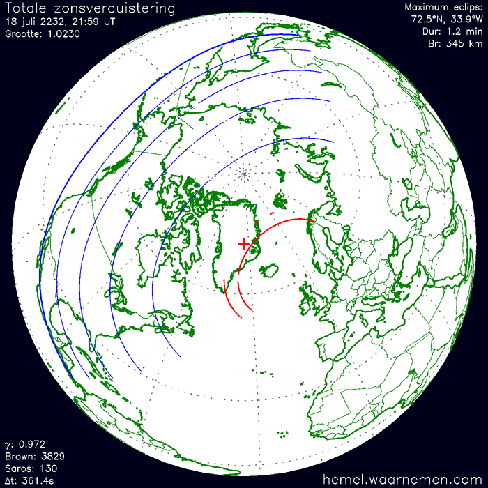 Wereldkaart van de eclips