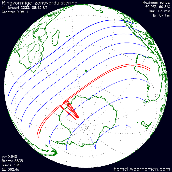Wereldkaart van de eclips