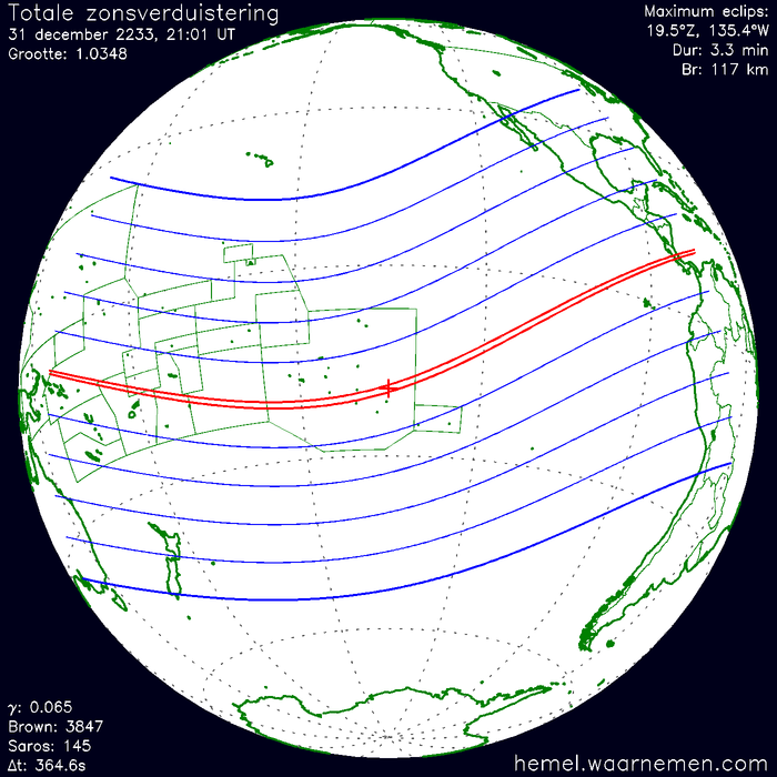 Wereldkaart van de eclips
