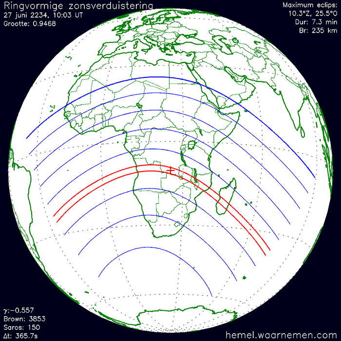 Wereldkaart van de eclips