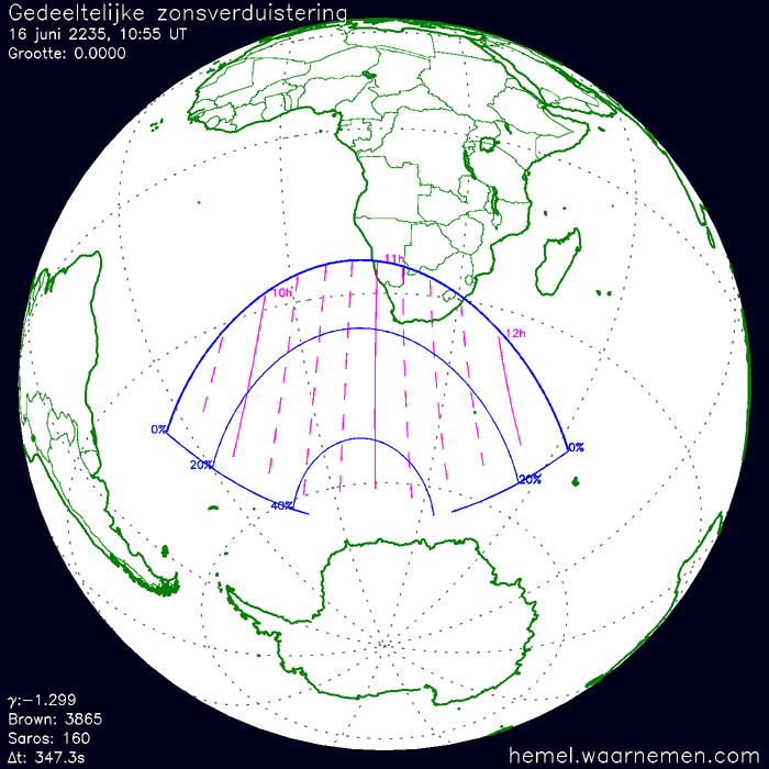 Wereldkaart van de eclips