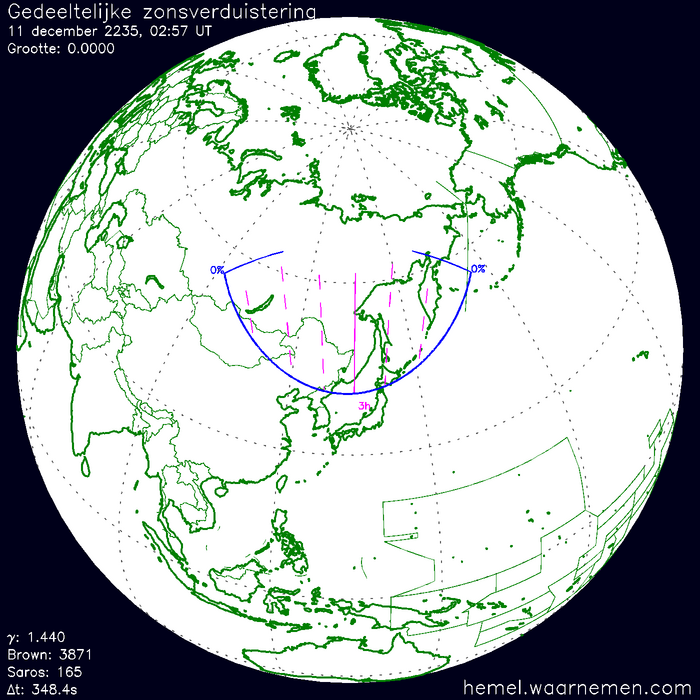 Wereldkaart van de eclips