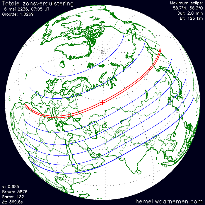 Wereldkaart van de eclips
