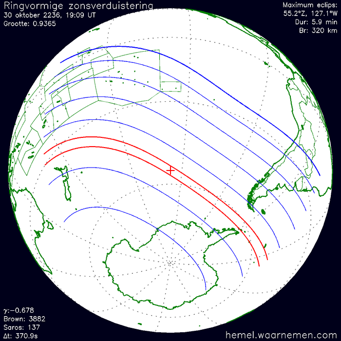 Wereldkaart van de eclips