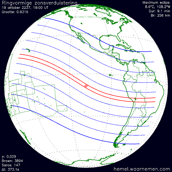 Wereldkaart van de eclips