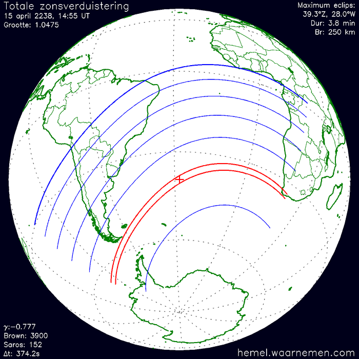 Wereldkaart van de eclips