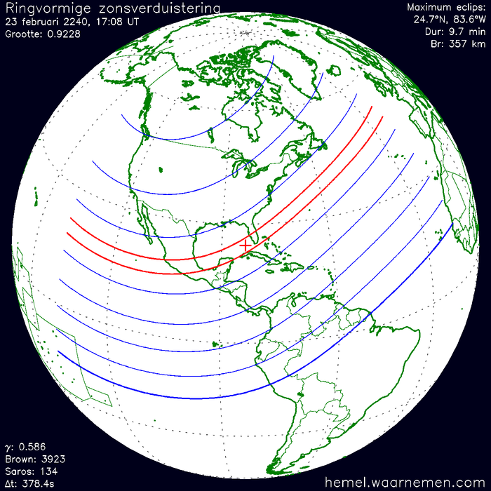 Wereldkaart van de eclips
