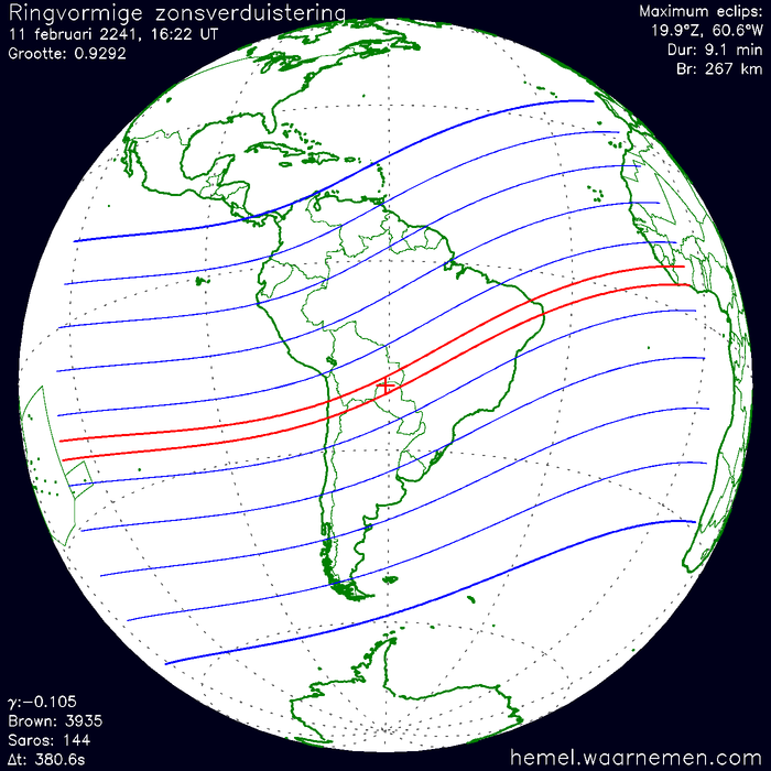 Wereldkaart van de eclips