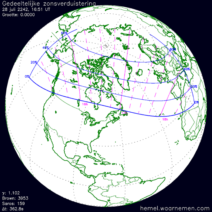 Wereldkaart van de eclips