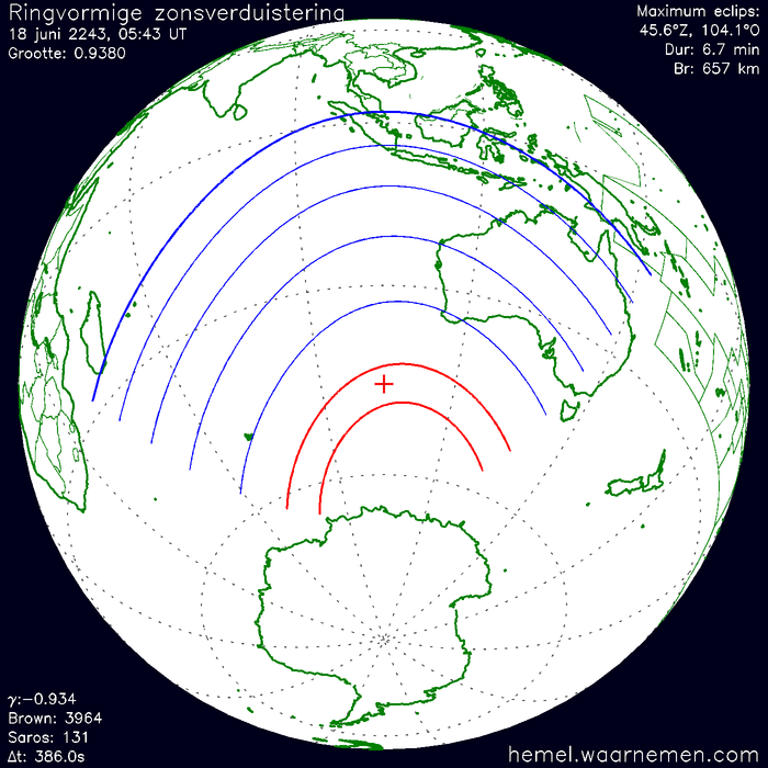 Wereldkaart van de eclips