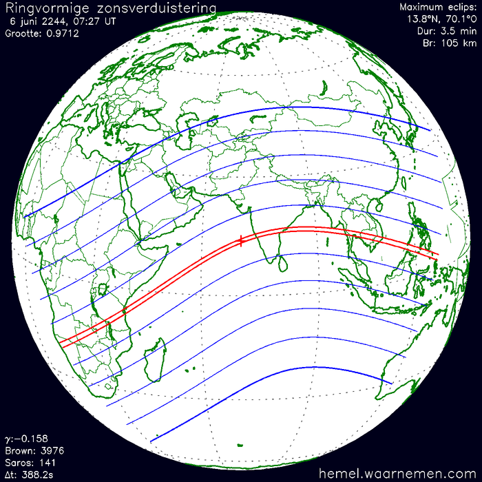 Wereldkaart van de eclips