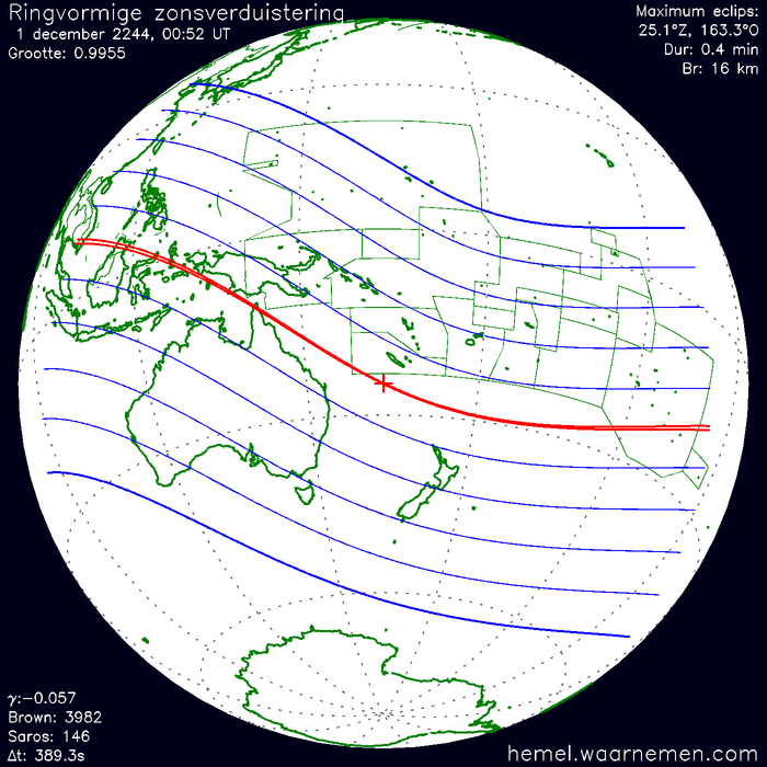 Wereldkaart van de eclips