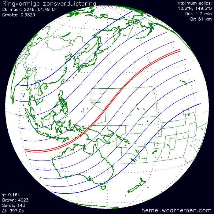 Wereldkaart van de eclips