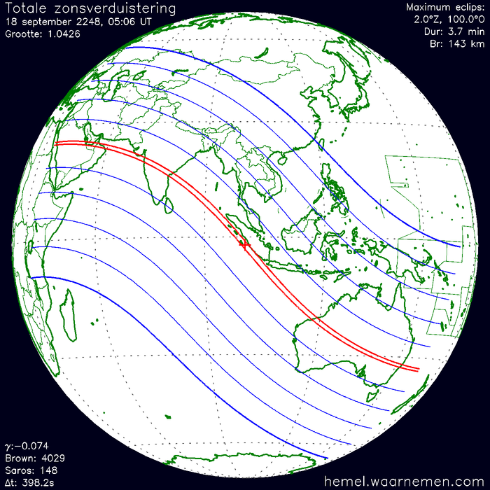 Wereldkaart van de eclips