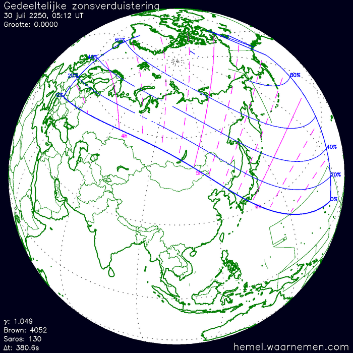 Wereldkaart van de eclips