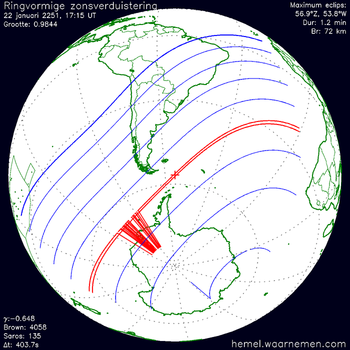 Wereldkaart van de eclips