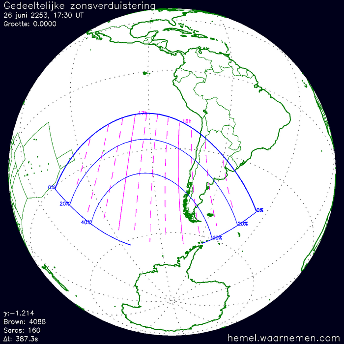 Wereldkaart van de eclips
