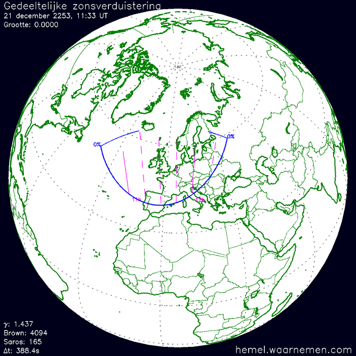 Wereldkaart van de eclips