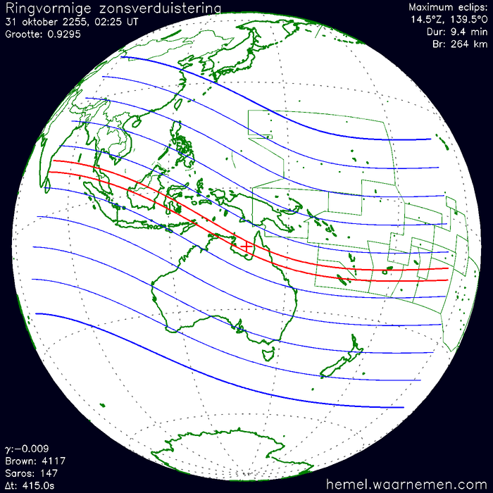 Wereldkaart van de eclips