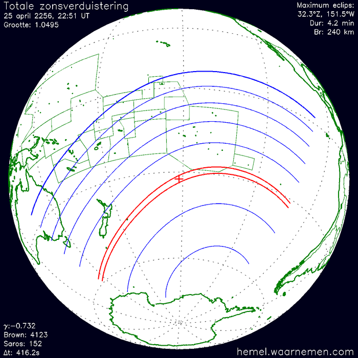 Wereldkaart van de eclips