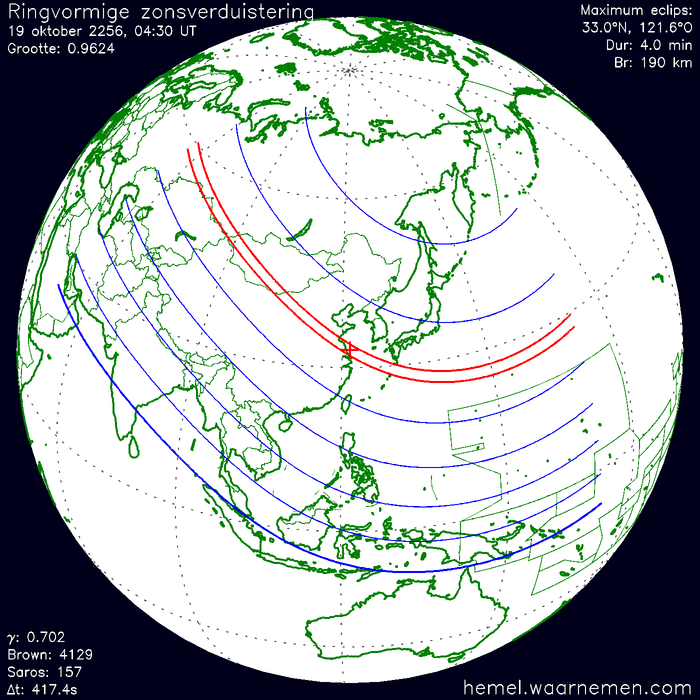 Wereldkaart van de eclips