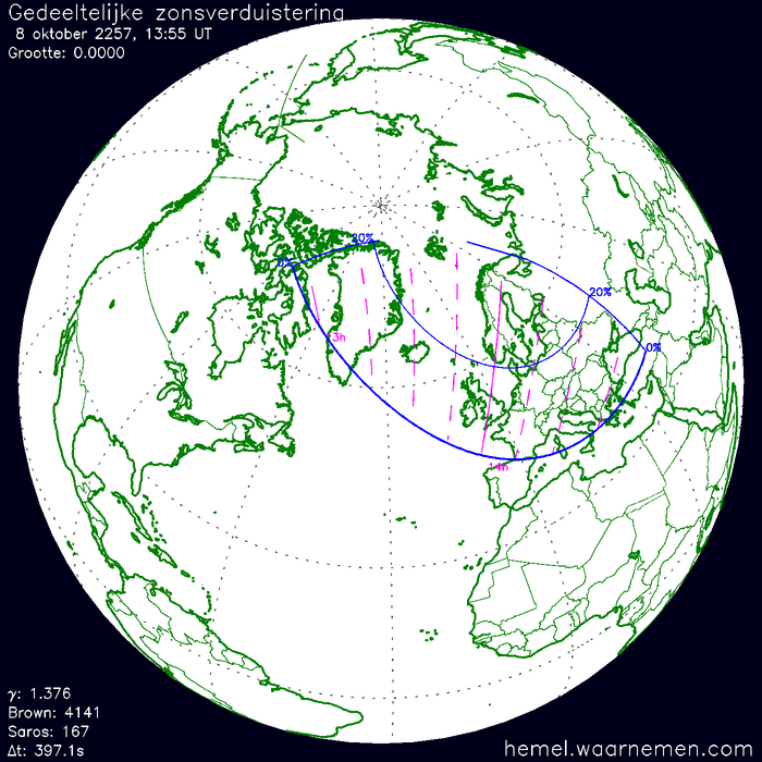 Wereldkaart van de eclips