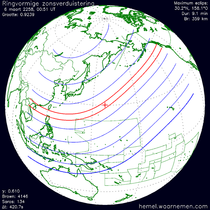 Wereldkaart van de eclips