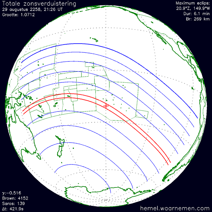 Wereldkaart van de eclips